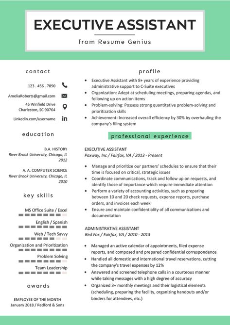 Executive Assistant Resume Example & Writing Tips | RG Admin Assistant Resume, Executive Assistant Tips, Executive Assistant Job Description, Secretary Resume, Executive Assistant Resume, Administrative Assistant Resume, Resume Guide, Resume Summary, Good Resume Examples