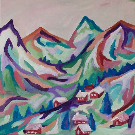 Mountain Painting Acrylic, Styles Of Art, Art Different, Painting Mountains, Abstract Mountains, Mountain Painting, Computer Paper, History Of Art, Different Art Styles