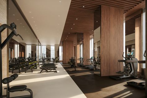 Gallery of Frank Gehry Reveals New Images of his First Residential Tower in Canada - 7 Gym Design Interior, Luxury Gym, Residential Tower, Hotel Gym, Gym Interior, Warm Interior, Frank Gehry, Fitness Design, Gym Design