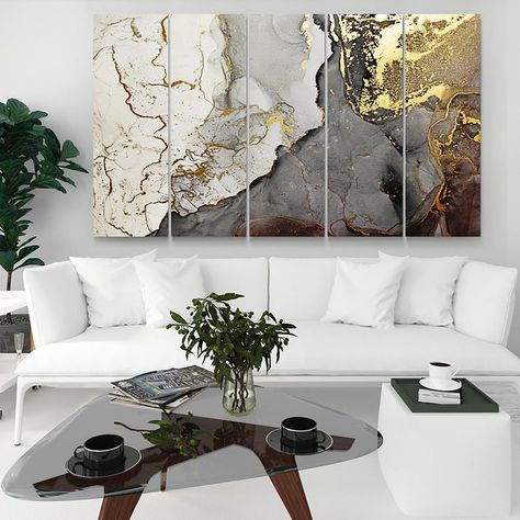 Painting Marble, Marble Wall Decor, Contemporary Decor Living Room, Wall Art Above Bed, Wall Art Gold, Wall Art Contemporary, Modern Art Paintings Abstract, Above Bed Decor, Abstract Canvas Wall Art