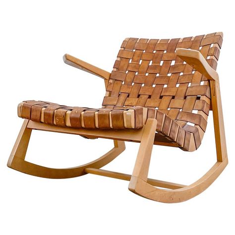 Check out this item from 1stdibs! Early Ralph Rapson Rocker with Leather Webbing: https://www.1stdibs.com/id-f_30028092 Knoll Furniture, Modern Rocking Chair, Rocking Armchair, Kalamazoo Michigan, Sculpted Arms, Wood Rocking Chair, Tulip Chair, Creative Furniture, Mid Century Modern Design