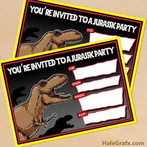 FREE Printable Jurassic Park T-Rex Birthday Invitation Free Printable Jurassic World Invitation, Jurassic Park Invitation Template, Jurassic Park Birthday Party, Jurassic Park T Rex, Jurassic Park Party, Jurassic Park Birthday, Dinosaur Birthday Party Invitations, Park Party, Best Birthday Quotes