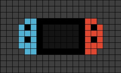 A small pixel art template of the original neon blue and red Nintendo Switch. Pixel Ideas Easy, Small Minecraft Pixel Art, Neon Perler Bead Patterns, Tiny Pixel Art Templates, Pixley Art Small, Easy Pixel Art Ideas Small, Plane Pixel Art, Pixel Art Small Cute, Pixel Art Small Easy