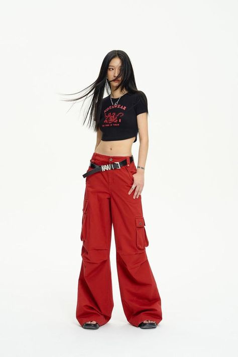 follow for more! Red Pants Fashion, 2000s Japanese Fashion, Preformance Outfits, Outfits Y2k, Aesthetic Fits, Online Gambling, Red Outfit, Kpop Fashion Outfits, Japan Fashion