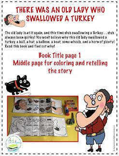 There Was An Old Lady Who Swallowed A Turkey Craft, November Lesson Plans, Book Craft, Turkey Craft, Old Lady, Title Page, Book Title, Book Crafts, Lesson Plans