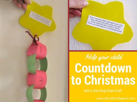 Star Rings Chain Counting Down To Christmas Craft Christmas Count Down Chain, Christmas Countdown Craft For Preschool, Christmas School Crafts, Christmas Countdown Crafts, Countdown For Kids, Christmas Paper Chains, Christmas Countdown Diy, Star Rings, Count Down To Christmas