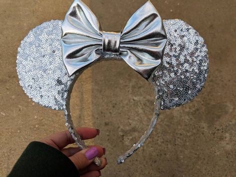 Sliver sequins Minnie Mickey mouse ears Frozen Arendelle, Arendelle Frozen, Disney Minnie Mouse Ears, Minnie Ears Headband, Disney Princess Cinderella, Blue Headband, Princess Cinderella, Mickey Mouse Ears, Ears Headband