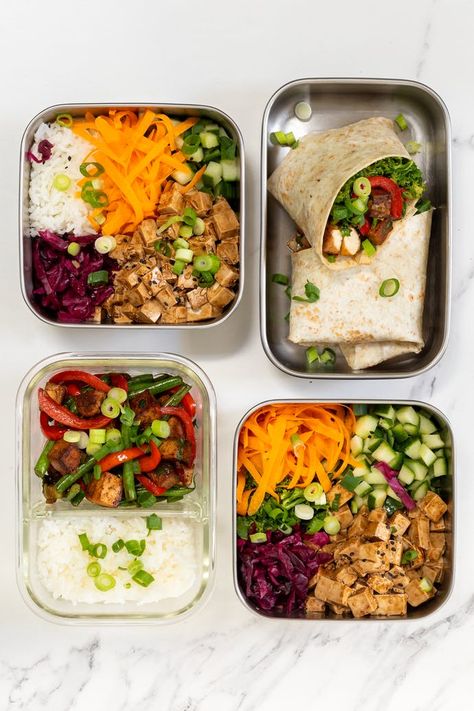 Lunch Prep For Work, Vegan Lunch Prep, Vegan Meal Prep Lunch, Lunches To Take To Work, Vegan Lunch Recipe, Prep Lunch Ideas, Meal Prep Lunch Ideas, Mason Jar Meal Prep, Vegan Lunch Ideas