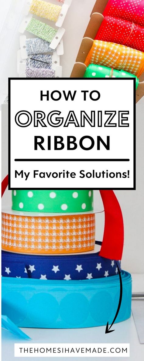 Ribbon Storage Ideas, Organize Ribbon, Craft Ribbon Storage, Ribbon Holders, Small Craft Rooms, Ribbon Organization, Colorful Hairstyles, Arts And Crafts Storage, Ribbon Storage