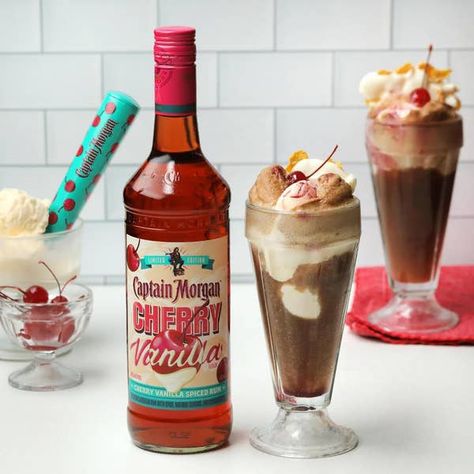 Cherry Vanilla Captain Morgan Recipes, Cherry Vanilla Rum Recipes, Captain Morgan Cherry Vanilla Drinks, Captain Morgan Cherry Vanilla, Vanilla Drinks, Float Recipes, Vanilla Rum, Pudding Shots, Rum Recipes