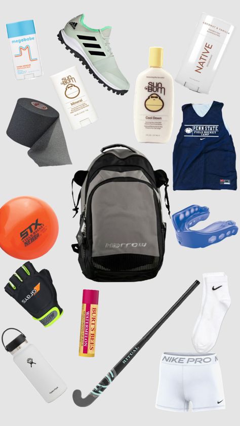 Field hockey bag What To Put In Your Field Hockey Bag, Field Hockey Outfits Practice, Field Hockey Essentials, Field Hockey Bag Essentials, Field Hockey Hairstyles, Field Hockey Tips, Field Hockey Aesthetic, Field Hockey Rules, Field Hockey Bag