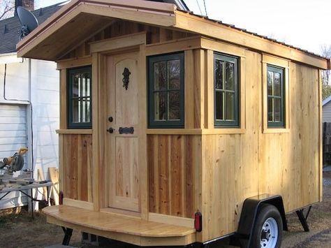 franks diy micro cabin tiny house on wheels 001   Franks DIY Micro Cabin on Wheels: Interview and Tour Camping Treats, Camper Renovations, Micro Homes, Micro Cabin, Homemade Camper, Tiny House Camper, Tiny House Swoon, Cabin Bathroom, Tin House