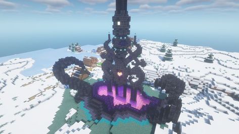 The idea of designing a trident into my nether portal :D Nether Portal Design, Interior Design Minecraft, Minecraft Mountain, Minecraft Portal, Minecraft Tree, Nether Portal, Portal Design, Minecraft Castle, Minecraft Inspo