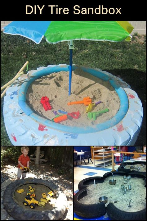 You don’t have to rip up the lawn just to give your kids a sandbox. Just use an old tractor tire. Click on the link to learn how to make a DIY tire sandbox! Diy Sandbox Ideas, Outside Ideas For Kids, Sandbox Ideas, Build A Sandbox, Diy Sandbox, Diy Tire, Old Tractor, Fun Outdoor Activities, Tractor Tire