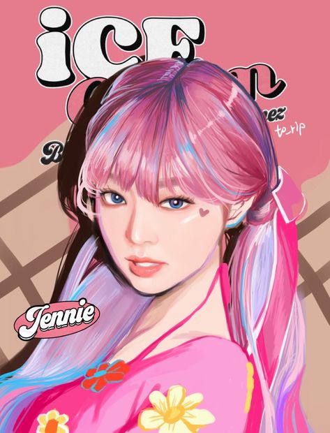 artwork by @to_rip Tomboy Wallpaper, Jennie Jisoo, Blackpink Jennie, Ice Cream, Cream, On Twitter, Twitter, Hair, Anime