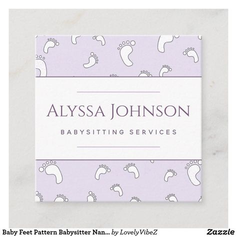 Baby Feet Pattern Babysitter Nanny Infant Care Fun Square Business Card Infant Care, Cute Business Cards, Square Business Card, Professional Business Cards, Zazzle Invitations, Nanny, Playful Design, Baby Care