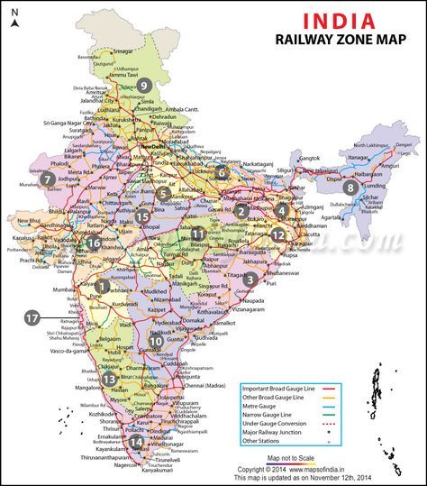 India Railway Zonal Map http://www.mapsofindia.com/maps/india/railway-zonal-map.html Map Indian, Ancient India Map, Rajdhani Express, India World Map, Union Territory Of India, Indian Railway Train, India Railway, Map Of India, Station Map