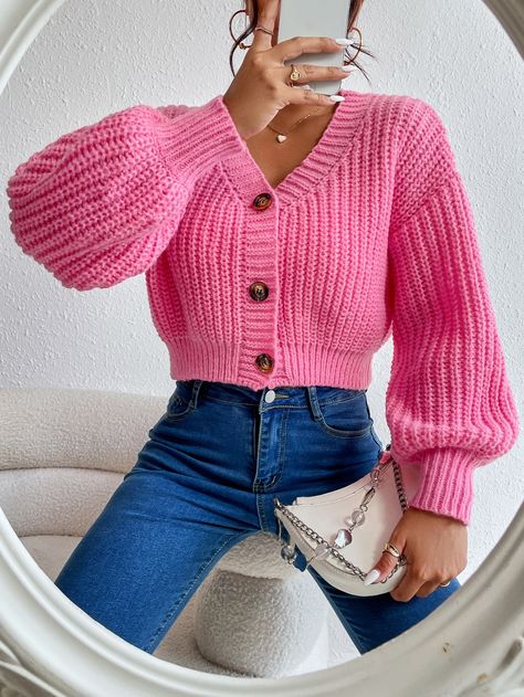 How To Style A Cardigan, Crochet Sweater Design, Drop Shoulder Cardigan, Winter Fashion Outfits Casual, Cardigan Outfits, Kpop Fashion Outfits, Sweater Design, Knit Fashion, How To Crochet