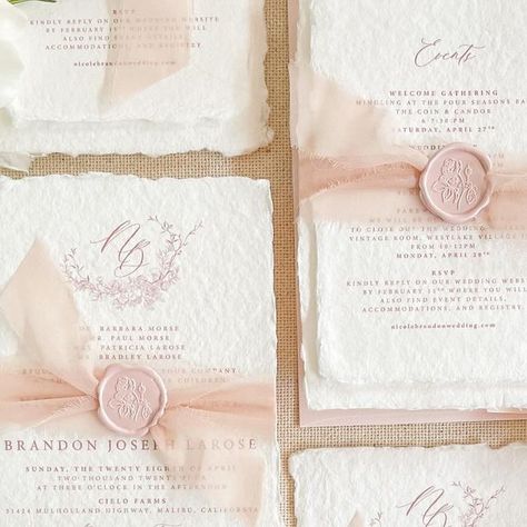 Paradise Invitations™ on Instagram: "Handmade paper wedding invitations, dusty pink silk ribbons and blush wax seals, coco linen petite pink envelopes ✨✨ . . . www.paradiseinvitations.com . . #weddingstationery #weddinginvite #weddinginvites #weddinginvitations #handmadepaper #decklededgepaper #weddingplanner #silkribbons #cottonpaperinvitations #bridalshower #weddinginvitation #saveourdate #handmadepaper #weddingplanner #archinvitations #foilayage #vellum #savethedate #weddingphotographer #weddingflowers #invites #stationery #waxseals #menus #daystationery #menu #baptism #thankyoucards #modernweddings #foil #foiling #foilart" Dusty Pink Silk, Paper Wedding Invitations, Wedding Web, Blush Wedding Invitations, Paper Wedding, Pink Wedding Invitations, Pink Envelopes, Foil Art, Invitation Ideas