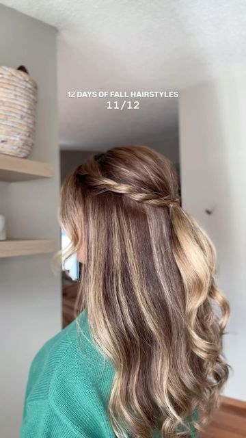 SARA STRUEBY on Instagram: "Easy twisted half up half down hairstyle for day 11/12 of fall hairstyles 🍂🍁 #easyhairstyles #halfuphalfdownhairstyle" Easy Half Up Hairstyles, Half Up Half Down Styles, Half Up Half Down Hairstyle, Down Hairstyle, Fall Hairstyles, September 19, Half Up Half Down Hair, Zoom Call, Half Up Half Down