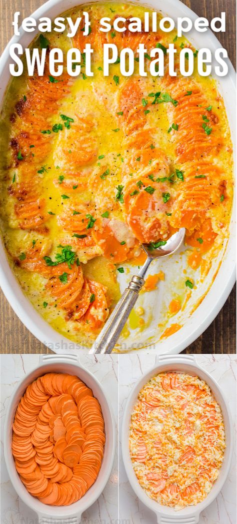 Sweet Potato Bake, Scalloped Sweet Potatoes, Thanksgiving Countdown, Sweet Potato Side Dish, Sweet Potato Gratin, Sweet Potato Sides, Sweet Potatoes Recipe, Courge Spaghetti, Sweet Potato Recipes Casserole