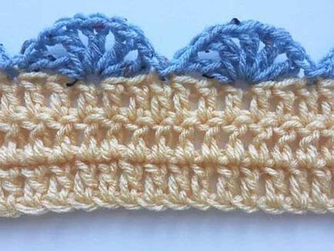 Crochet Shell Pattern, Edging Crochet, Crochet Scalloped Edge, Crochet Edging Pattern, Crochet Blanket Border, Crochet Blanket Edging, Crochet Border Patterns, Crochet Edgings, Crochet Border