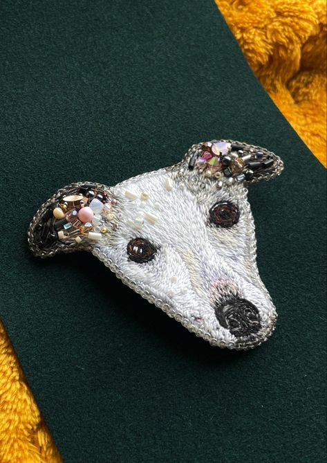 Cute dog portrait, embroidery portrait, dog portrait, brooch dog, embroidery dog portrait, crystal dog, brooch pin, greyhound brooch, embroidery greyhound, cute brooch, dog jewelry Embroidery Portrait, Embroidery Dog, Brooch Embroidery, Cute Brooch, Portrait Embroidery, Crystal Dog, Dog Embroidery, Embroidery Beads, Dog Brooch