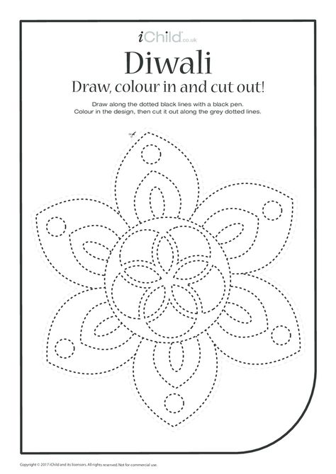 iChild - Diwali: Draw, Colour & Cut Out Diwali Worksheet For Kids, Deepavali Drawing, Diwali Celebration Drawing, Diwali Homework, Diwali Artwork, Deepavali Craft, Chinese Activities, Childcare Crafts, Diwali Craft For Children