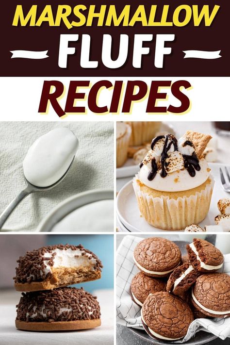 As good as it is right from the jar, these marshmallow fluff recipes take this sticky-sweet creme to new heights. I'm talking cookies, cakes, and more! Recipes With Marshmallow Fluff, Recipes Using Marshmallows, Fluff Recipes, Fruity Cupcakes, Marshmallow Recipes, Marshmallow Fluff Recipes, Waffle Cone Recipe, Marshmallow Desserts, Oreo Fluff