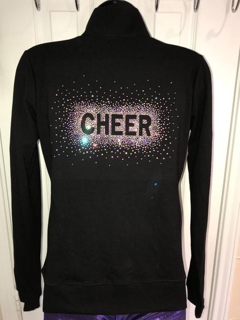 Black Cheer Dance Gymnastics Sports Jacket with High Quality Rhinestones Cheer Abs, Cheer Jackets, Black Dancing, Salsa Dancing Outfit, Dance Logo, Dance Uniforms, Cheerleading Bows, Uniform Jacket, Bling Rhinestones