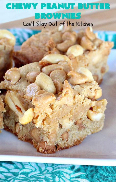 Dessert Cookies, Butter Brownies, Diy Easy Recipes, Delicious Brownies, Peanut Butter Brownies, Peanut Butter Lovers, Peanut Butter Chips, Peanut Butter Recipes, Tasty Recipes