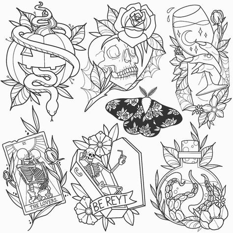 Oz Tattoo, Pretty Tattoo, Tattoo Outline Drawing, Tattoo Flash Sheet, Spooky Tattoos, Stunning Hairstyles, Tattoo Stencil Outline, Tattoo Portfolio, Real Tattoo