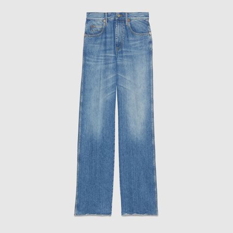 Denim pant in blue | GUCCI® US Luxury Jeans, Gucci Denim, Gucci Jeans, Short Jean Skirt, Denim Pants Fashion, Denim Bottoms, Jean Skirts, Pants Gift, Gucci Store