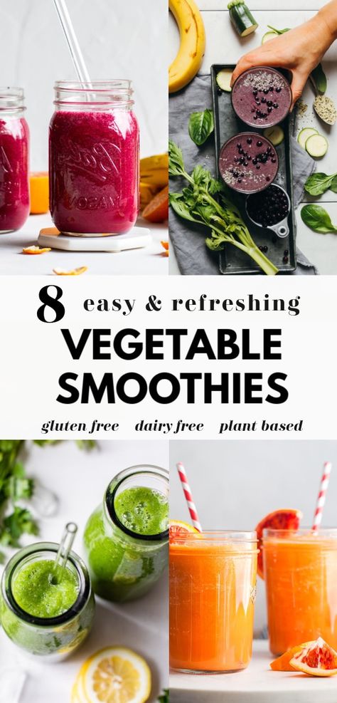 Veggie Smoothie Recipes, Vegetable Smoothie Recipes, Vegetable Smoothie, Veggie Smoothies, Smoothie Recipes Healthy Breakfast, Good Smoothies, Easy Smoothies, Idee Pasto Sano, Green Smoothie Recipes