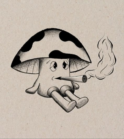 Mushroom Sketch Trippy, Easy Drawings Aesthetic Trippy, Smoker Tattoos, Mushroom Drawing Hippie, Mushroom Drawing Simple, Weeds Drawing, Weeds Drawing Sketches, Drawings For Friends, Ink And Quill