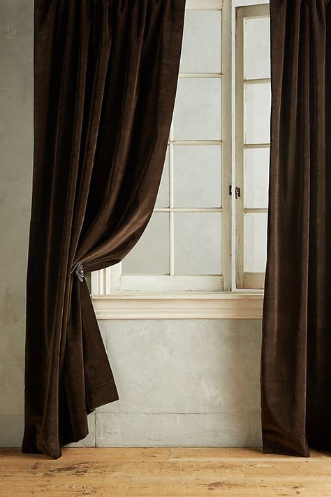 Curtains To Go With Mauve Walls, Window Treatments Curtains, Brown Curtains, Dining Room Curtains, Velvet Drapes, Pinch Pleat Curtains, Custom Drapery, Pleated Curtains, Brown Velvet