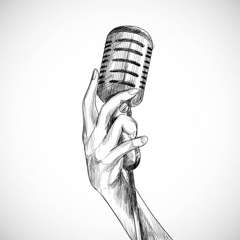 Microphone Sketch, Microphone Drawing, Holding Microphone, Gas Mask Art, Sketch Background, Woman Singing, Mask Art, Doodle Cartoon, Black And White Sketches