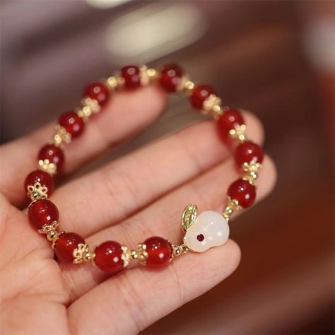 Jade Bracelet Lucky Red Year Of The Rabbit 2023, Rabbit 2023, Rabbit Year, The Year Of The Rabbit, Red Beaded Bracelet, Bracelets With Meaning, Year Of The Rabbit, Fancy Jewellery, White Jade