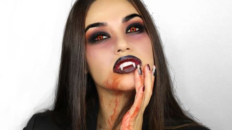 Vampire Halloween Makeup Tutorial | Halloween Costume 2017 | Eman https://www.youtube.com/watch?v=Jw4hoIYmDiM Girl Vampire Makeup, Kids Vampire Makeup, Vampire Halloween Makeup, Easy Vampire Makeup, Vampire Makeup Tutorial, Vampire Costume Women, Vampire Costume Diy, Makeup Tutorial Halloween, Vampire Makeup Looks