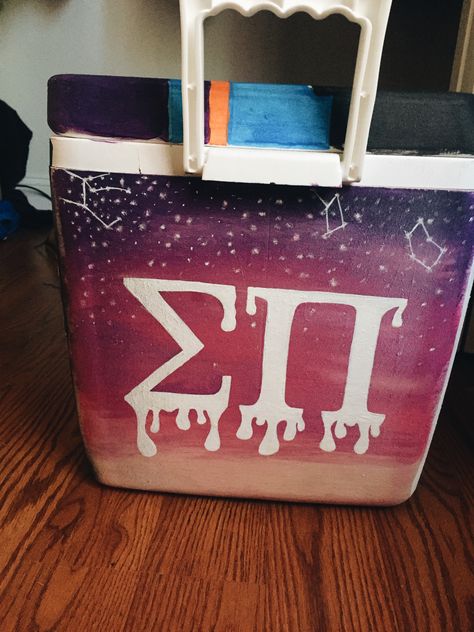 Acid Rap Sigma Pi letters Sigma Pi Fraternity, Frat Cooler Letters, Sigma Pi Cooler, Sigma Pi Frat Cooler, Purple And Yellow Background, Trippy Doodles, Formal Coolers, Frat Formal, Fraternity Cooler