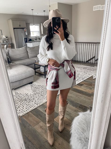 Green Bodycon Dress Outfit, Leather Shacket Outfit, Tan Blazer Outfits, Nude Heels Outfit, Shacket Dress, Bodycon Dress Outfit, Denim Mini Skirt Outfit, Otk Boots Outfit, Plaid Blazer Outfit