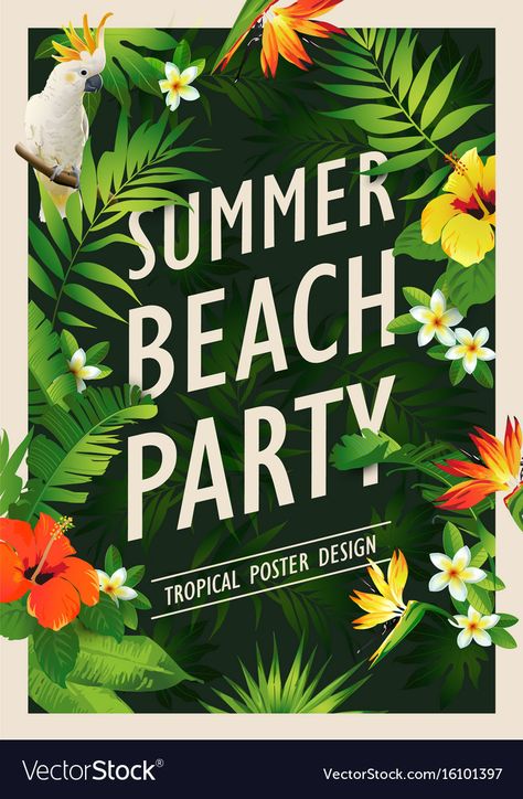 Beach Party Poster Design, Christmas Party Kindergarten, Cheap Birthday Party Decorations, Beach Party Poster, Hawaiian Party Food, October Birthday Parties, Valentine Dinner Party, Cheap Birthday Party, Party Poster Design