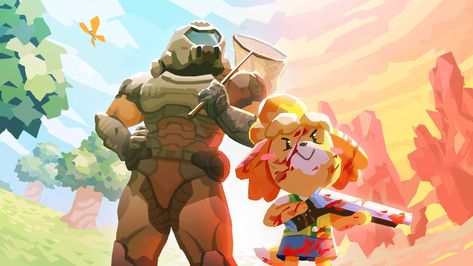 Doom Crossing: Eternal Horizons by birboverlord | Doomguy and Isabelle | Know Your Meme Doom Slayer, Bastille, Super Smash Bros, Smash Bros, Street Fighter, Resident Evil, Animal Crossing, Music Video, Game Art