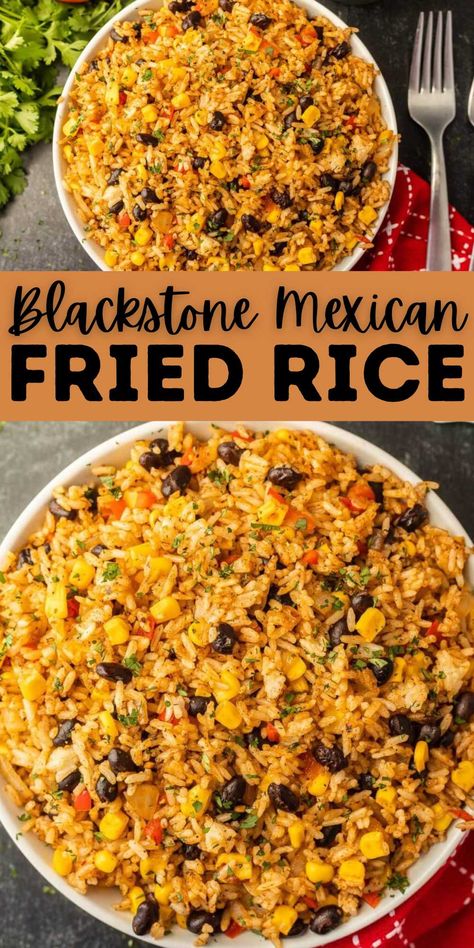 Mexican Rice On Blackstone Griddle, Mexican Food Blackstone, Blackstone Tofu Recipes, Blackstone Rice, Blackstone Flat Top Grill Recipes, Blackstone Fajitas, Easy Mexican Rice Recipe, Blackstone Meals, Blackstone Recipe