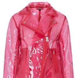 Topshop Pink Clear Plastic Jacket Iridescent Dresses, Circus Chic, Clear Jacket, Plastic Clothes, Futuristic Fashion, Raincoats For Women, Pink Plastic, Grade School, Rain Wear