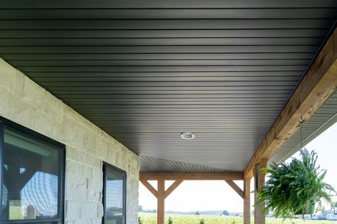 Vinyl Soffit Siding | Vented Vinyl Soffit | Beaded Vinyl Soffit Black Vinyl Siding, Soffit Ceiling, Insulated Vinyl Siding, Vinyl Soffit, House In Woods, Construction Tools Buildings, Types Of Siding, Fiber Cement Siding, Vertical Siding