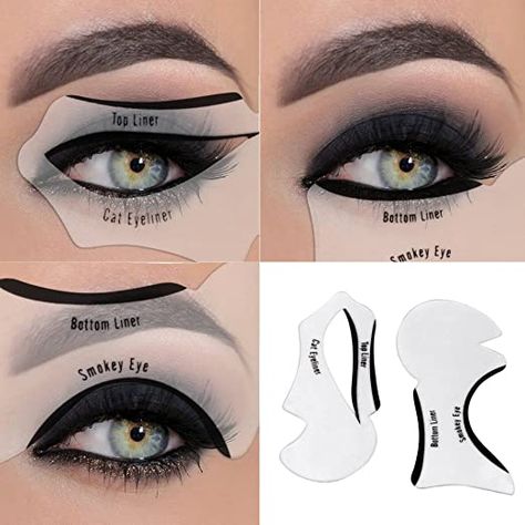 How To Use Eyeliner, Eyeliner Smokey, Eyeshadow Guide, Quick Eye Makeup, Black Eye Makeup, Eyeliner Stencil, Smokey Eyeliner, Eye Makeup Tools, Pink Eye Makeup