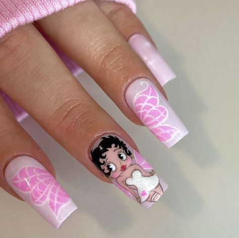 Valentine Character Nails, Classy Fall Nail Designs, Betty Boop Nails, Designs On Nails, Best Summer Nails, Summer Nails Ideas, Dark Academia Clothes, Academia Clothes, Gel Nail Art Designs