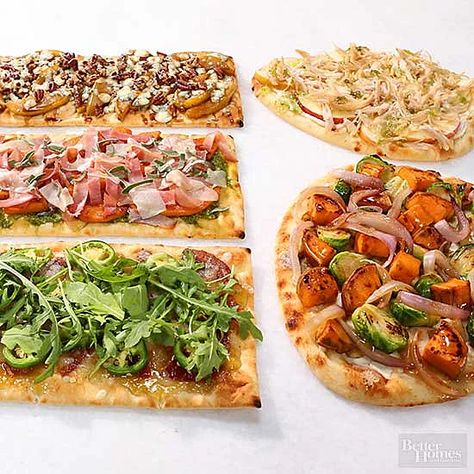 Flatbread Pizza Toppings, Arugula Flatbread Pizza, Flatbread Toppings, Caramelized Pears, Healthy Flatbread, Pepperjack Cheese, Flatbread Pizza Recipes, Moon Cafe, Shaved Parmesan