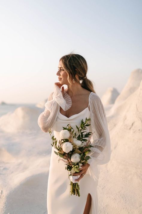 Greece Wedding Dress, Greece Milos, Sarakiniko Beach, Wedding In Greece, Wedding Renewal Vows, Micro Weddings, Greece Wedding, Mom Wedding, Destination Wedding Planner